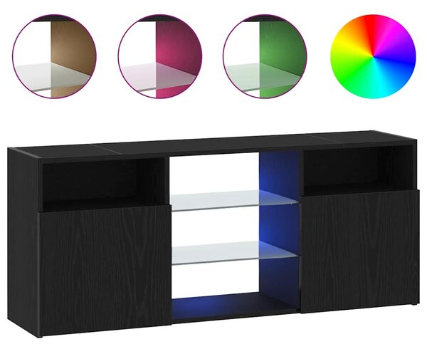 Fekete tölgy szerelt fa TV-szekrény LED-ekkel 120x30x50 cm