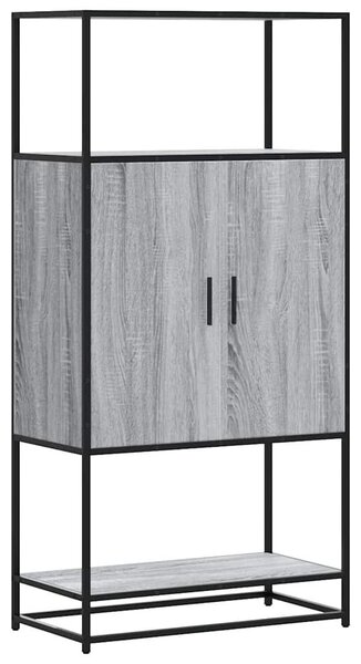 Highboard szürke sonoma 68x35x139 cm gépelt fa és fém