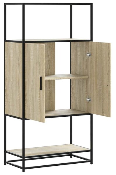 Highboard sonoma tölgy 68x35x139 cm gépelt fa és fém