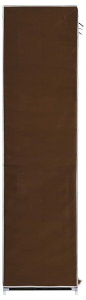 Barna szövet ruhaszekrény rekeszekkel és rudakkal 150x45x175cm