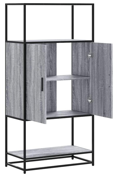 Highboard szürke sonoma 68x35x139 cm gépelt fa és fém