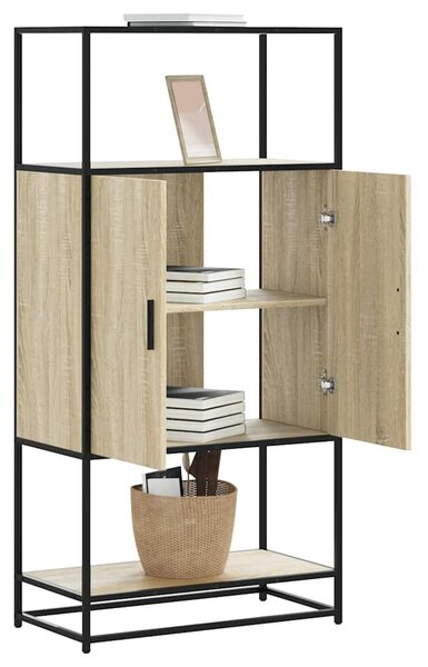 Highboard sonoma tölgy 68x35x139 cm gépelt fa és fém