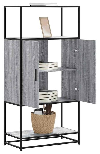 Highboard szürke sonoma 68x35x139 cm gépelt fa és fém