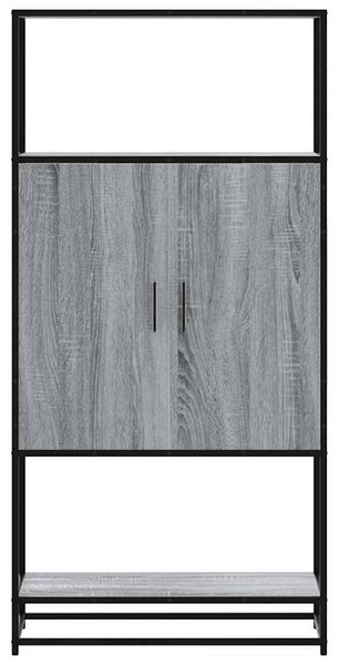 Highboard szürke sonoma 68x35x139 cm gépelt fa és fém