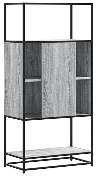 Highboard szürke sonoma 68x35x139 cm gépelt fa és fém