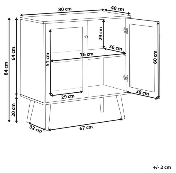 Vitrin ALBANY 80 cm Világosbarna
