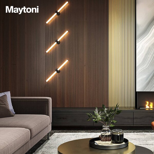 Maytoni LED fali lámpa Axis, arany színű, magasság 63 cm, Sárgaréz / arany, Nappali / Étkező, Alumínium, Modern