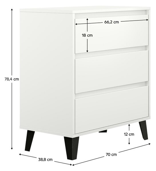 Komód, fehér, BOGAN NEW 3S70