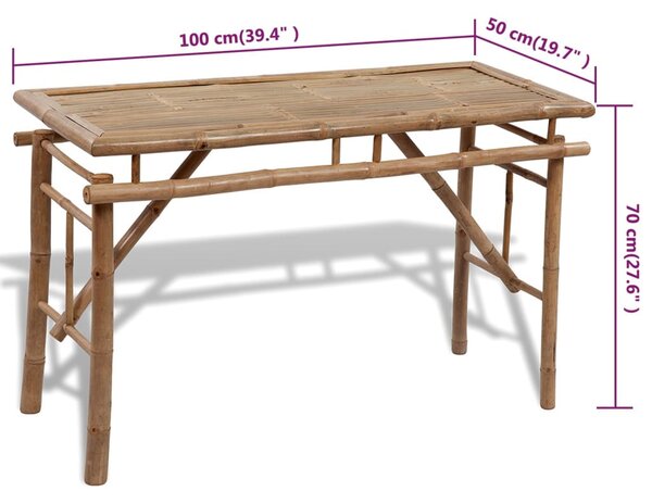 Bambusz sörözőasztal 2 paddal 100 cm