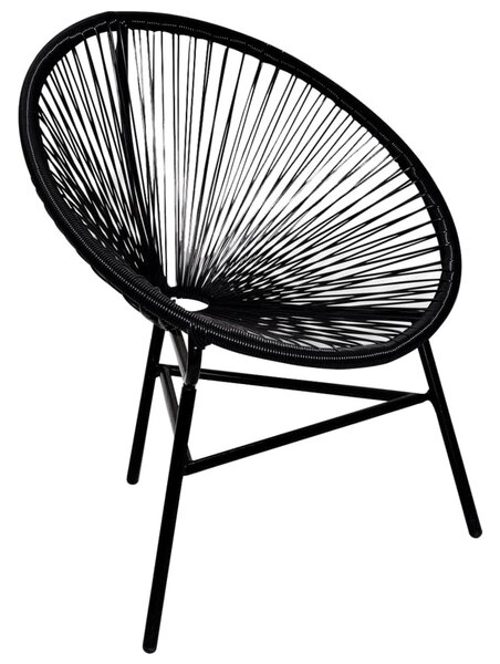 Fekete polyrattan kerti kagylószék