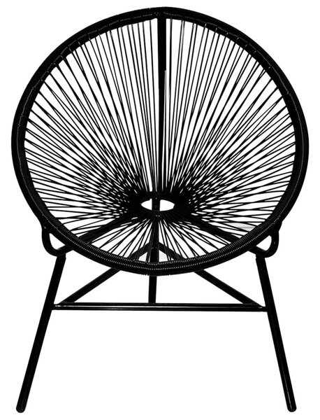 Fekete polyrattan kerti kagylószék