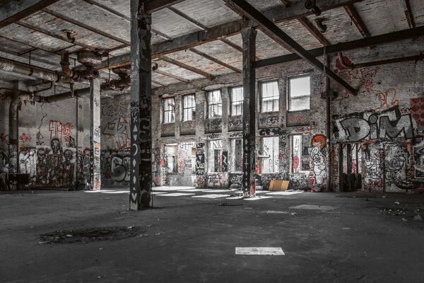 Nem szőtt fotótapéta elhagyott raktár 375 x 250 cm