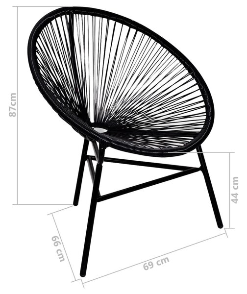 Fekete polyrattan kerti kagylószék