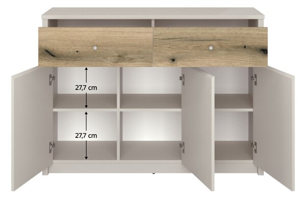 Komód, kasmír/evoke tölgy, KAROS 3D2S