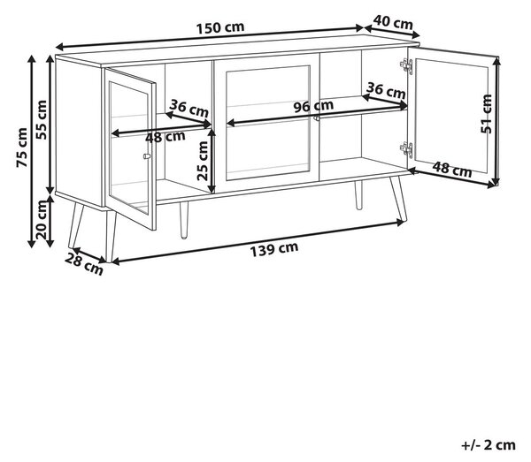 Vitrin ALBANY 150 cm Világosbarna