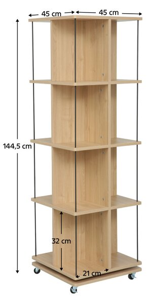 Forgatható polc, tölgy/fekete, POTOR