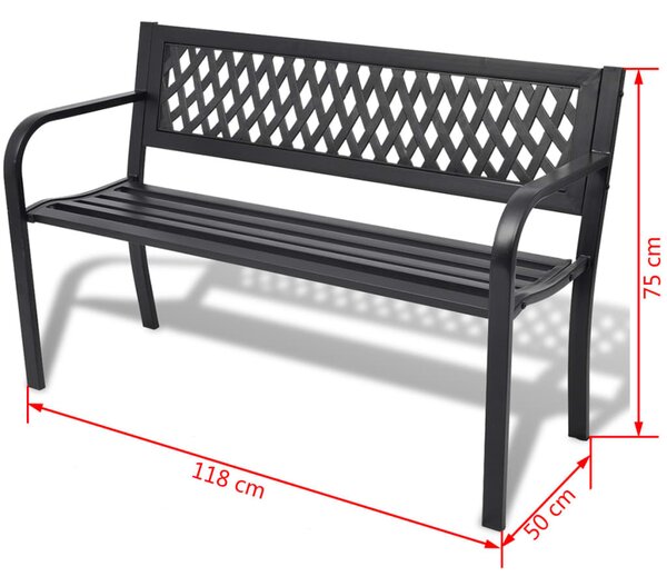Fekete acél kerti pad 118 cm