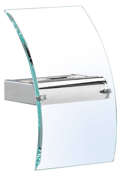 Folyosó LED fali lámpa, króm/tiszta, üveg, 29 cm magas