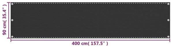 Balkon napellenző HDPE 90x400 cm Antracit
