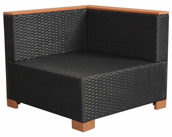 9-részes fekete polyrattan kerti bútorszett párnákkal