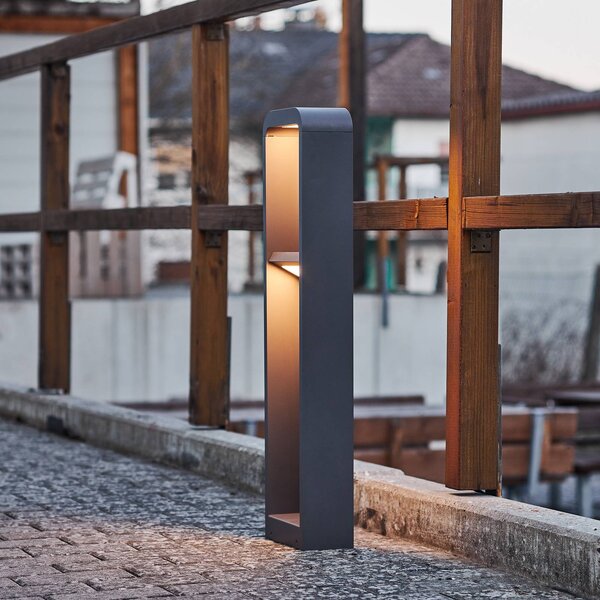 Lindby LED-es útvilágítás Darko, 80 cm, szürke, fém, IP54, Alu / szürke / cink, Alumínium, Modern