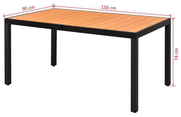 Barna alumínium és WPC kerti asztal 150 x 90 x 74 cm