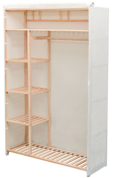 Fenyőfa és szövetanyag ruhásszekrény 110 x 40 x 170 cm