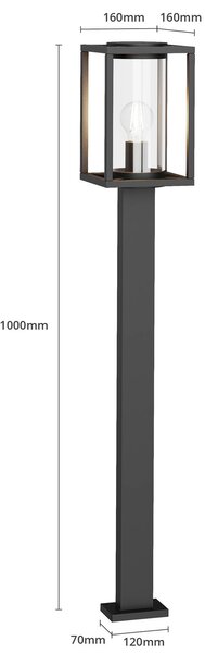 Lucande ösvény világítás Ferda, 100 cm, antracit, IP44, dimmelhető, Fekete, Alumínium, Modern