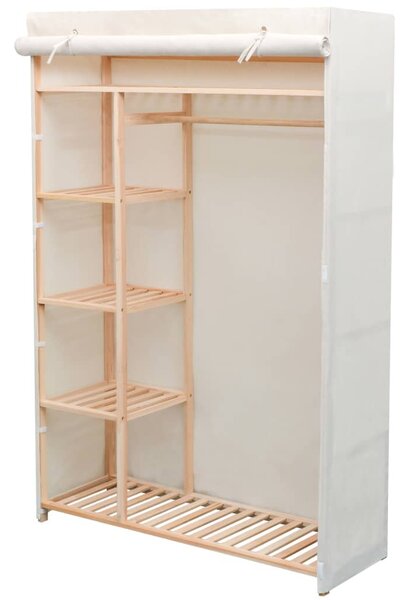 Fenyőfa és szövetanyag ruhásszekrény 110 x 40 x 170 cm
