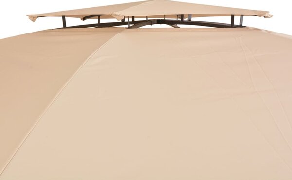 Hatszögű kerti pavilon függönyökkel 360 x 265 cm