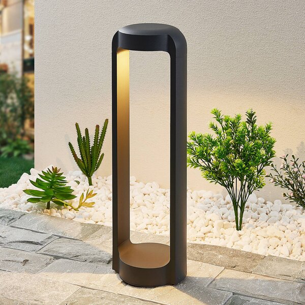 Lucande Habsa LED lábazati lámpa, magasság 50 cm, Fekete, Alumínium, Modern