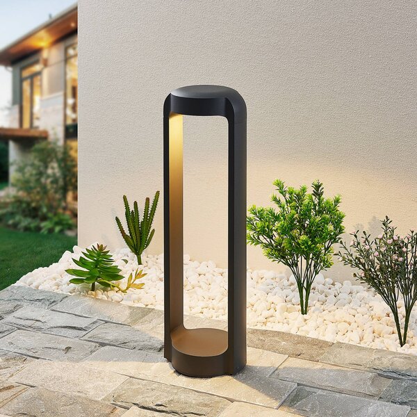 Lucande Habsa LED lábazati lámpa, magasság 50 cm, Fekete, Alumínium, Modern