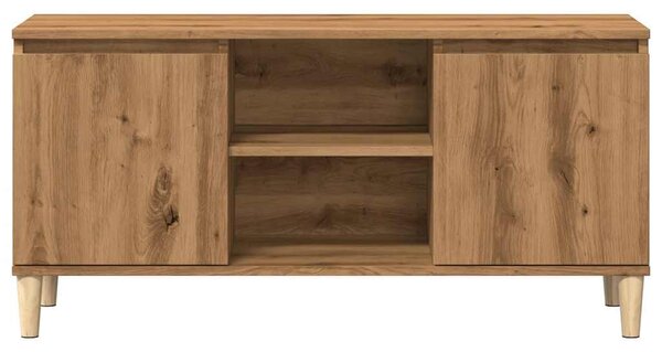 Kézműves tölgy színű szerelt fa TV-szekrény 102x35x50 cm