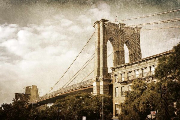 Nem szőtt fotótapéta brooklyn bridge vintage 375 x 250 cm