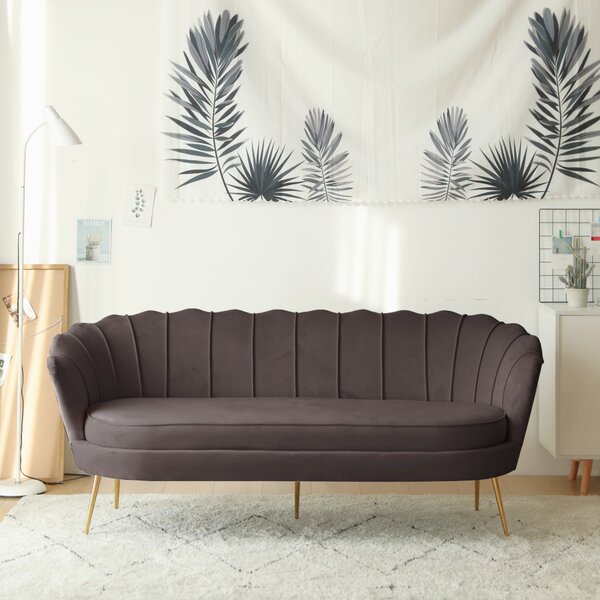 Luxus kanapé, 3 személyes, szürkésbarna Velvet szövet/arany, Art-deco, NOBLEO TYP 2