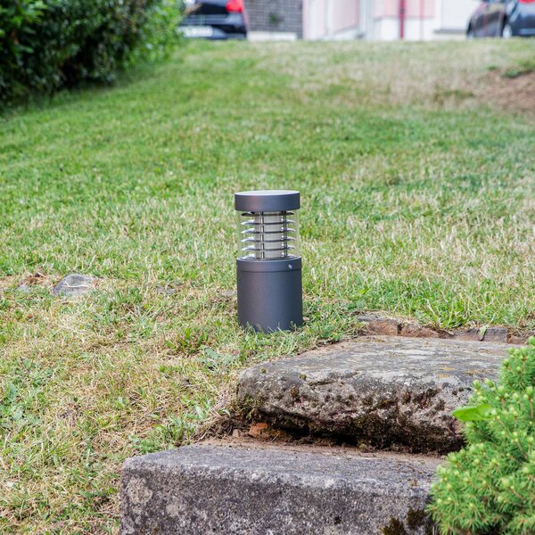 Lucande LED talapzati lámpa Lucius, 27cm, antracit, IP54, Fekete, Alumínium, Modern