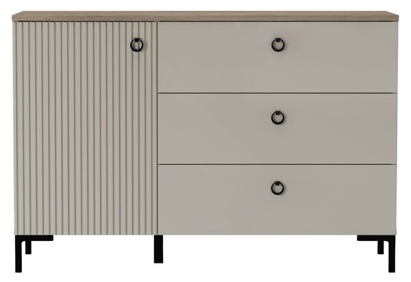 Komód, szürkésbarna Taupe/silverjack tölgy, DOMCA 1D3S