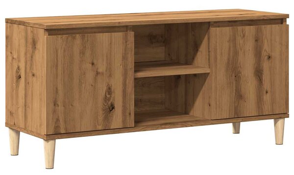 Kézműves tölgy színű szerelt fa TV-szekrény 102x35x50 cm