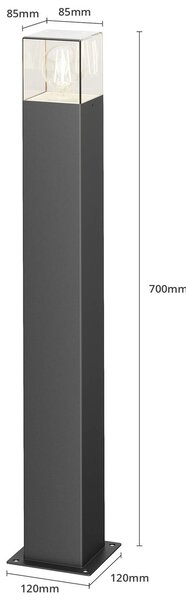 Lucande útvilágítás Keke, magasság 70 cm, antracit, alumínium, dimmelhető, Fekete, Alumínium, Modern