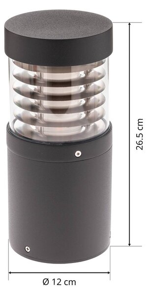 Lucande LED talapzati lámpa Lucius, 27cm, antracit, IP54, Fekete, Alumínium, Modern
