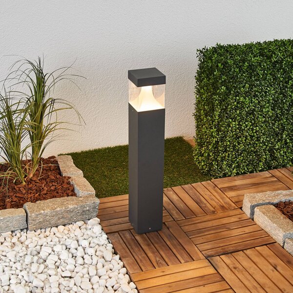 Lucande LED ösvény világítás Egon, magasság 65 cm, grafit szürke, IP54, Fekete, Alumínium, Modern