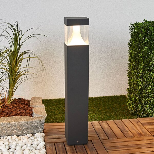 Lucande LED ösvény világítás Egon, magasság 65 cm, grafit szürke, IP54, Fekete, Alumínium, Modern