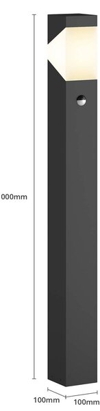 Lucande útvilágítás Kiran, 100 cm, érzékelő, szürke, IP44, E27, dimmelhető, Fekete, Alumínium, Modern