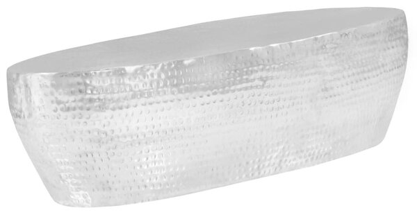 Ezüst kalapált alumínium dohányzóasztal 100 x 50 x 28 cm
