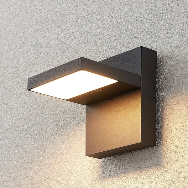 Lucande LED kültéri falilámpa Silvan, antracit, IP65, 14 cm, Fekete, Alumínium, Modern