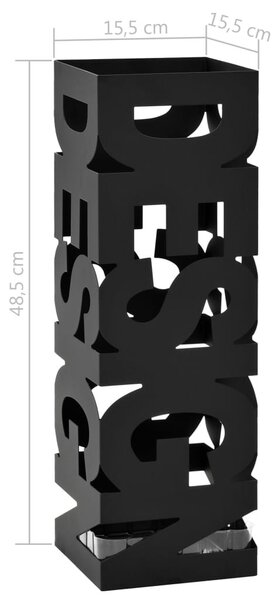 Fekete acél esernyőtartó "DESIGN" felirattal