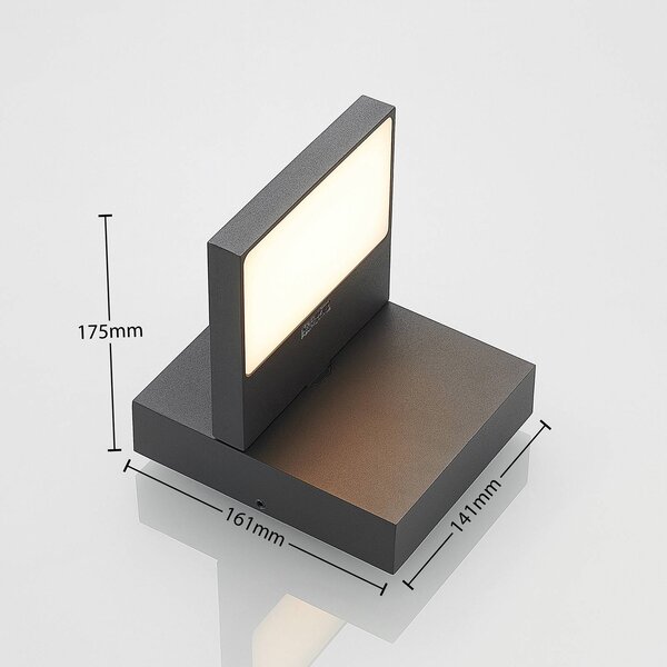Lucande LED kültéri falilámpa Silvan, antracit, IP65, 14 cm, Fekete, Alumínium, Modern