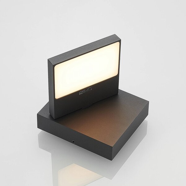 Lucande LED kültéri falilámpa Silvan, antracit, IP65, 14 cm, Fekete, Alumínium, Modern