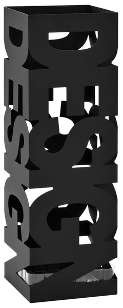 Fekete acél esernyőtartó "DESIGN" felirattal
