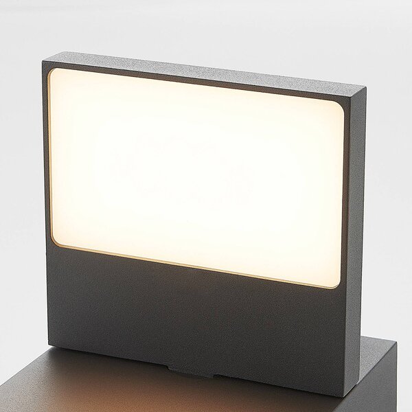Lucande LED kültéri falilámpa Silvan, antracit, IP65, 14 cm, Fekete, Alumínium, Modern